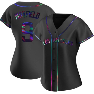 Replica Jack Mayfield Women's Los Angeles Angels Black Holographic Alternate Jersey