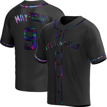 Replica Jack Mayfield Youth Los Angeles Angels Black Holographic Alternate Jersey