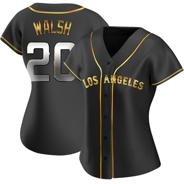 Replica Jared Walsh Women's Los Angeles Angels Black Golden Alternate Jersey
